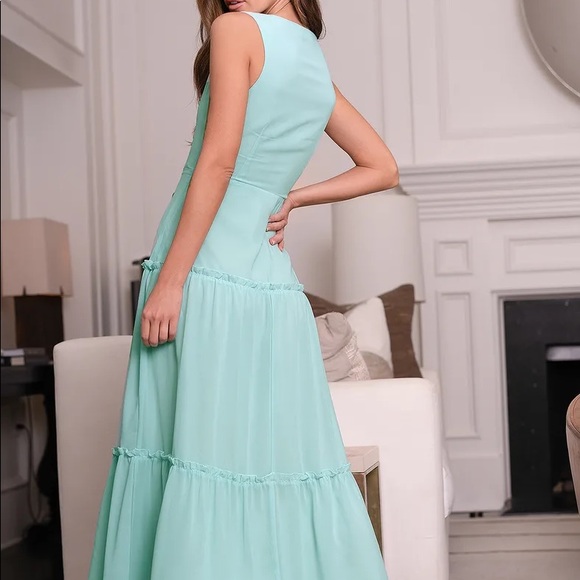 Mint sleeveless tiered maxi dress - Picture 3 of 6